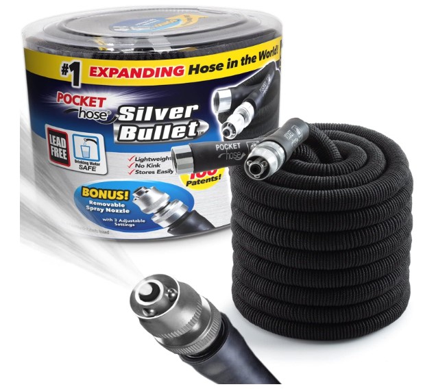 Best Expandable Garden Hose - Pocket Hose Silver Bullet 75 ft Turbo Shot Nozzle