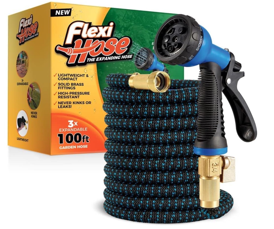 Best expandable garden hose - Flexi Hose with 8 Function Nozzle, Lightweight Expandable Hose