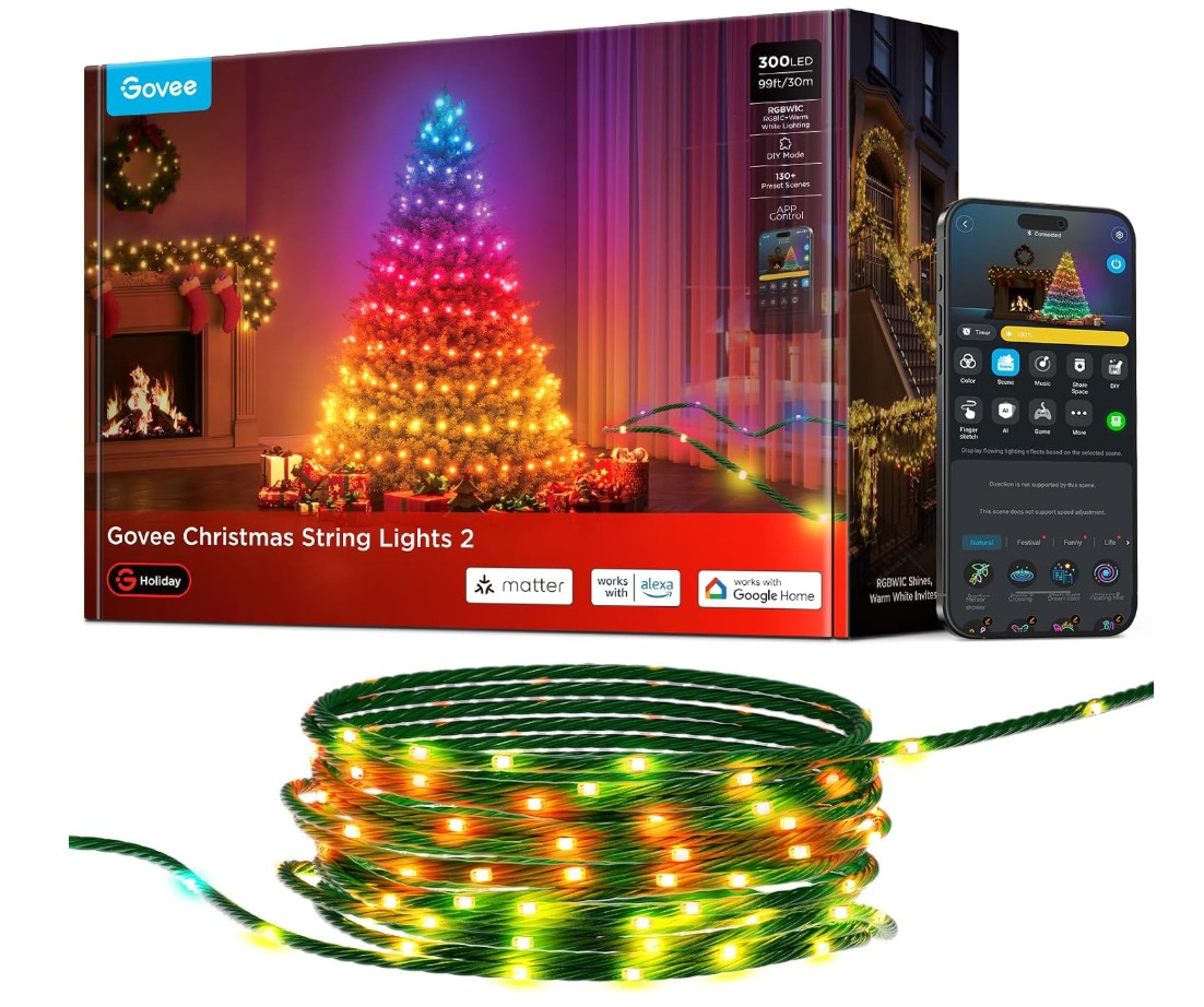 Govee Christmas Lights 2 smart LED string lights, 99 ft with 300 LEDs